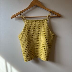 Love on a Hanger Yellow Crochet Tank Top